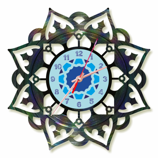 Ceas de perete disc vinil Mandala albastru
