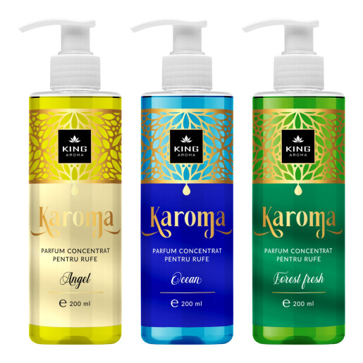 Pachet 3 Parfumuri concentrate pentru rufe KAROMA - Ocean, Angel, Forest fresh