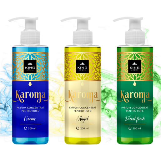 Pachet 3 Parfumuri concentrate pentru rufe KAROMA - Ocean, Angel, Forest fresh