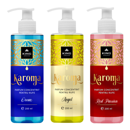 Pachet 3 Parfumuri concentrate pentru rufe KAROMA - Ocean, Angel, Red Passion