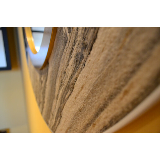 Oglinda moderna decorativa de lux, de perete, rotunda 90cm, din MDF placat, Kingaroma, Marble