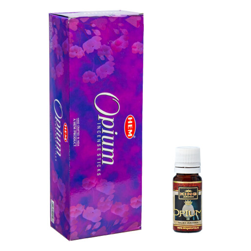 Pachet 120 betisoare parfumate HEM Opium si Ulei aromaterapie Opium Kingaroma, 10 ml