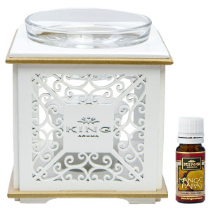 Difuzor aromaterapie Elegance cu lumanare + 3 uleiuri aromaterapie 10 ml