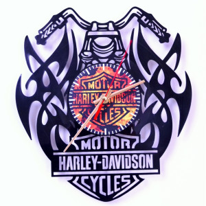 Ceas de perete disc vinil Harley Flame