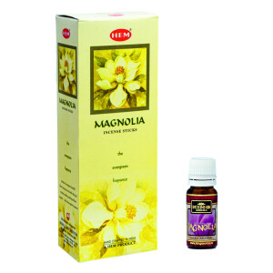 Pachet 120 betisoare parfumate HEM Magnolie si Ulei aromaterapie Magnolie Kingaroma, 10 ml