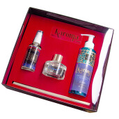 Cutie Cadou Karoma 3 piese, Parfum rufe Ocean, 200 ml, Odorizant auto Opium, 50 ml si Odorizant camera cu bete ratan Cool, 50 ml