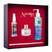 Cutie Cadou Karoma 3 piese, Parfum rufe Ocean, 200 ml, Odorizant auto Opium, 50 ml si Odorizant camera cu bete ratan Cool, 50 ml