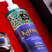 Cutie Cadou Karoma 3 piese, Parfum rufe Ocean, 200 ml, Odorizant auto Opium, 50 ml si Odorizant camera cu bete ratan Cool, 50 ml