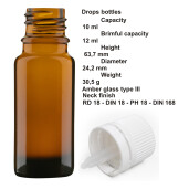 Set 160 buc Sticlute brune cu picurator si capac alb, 10ml