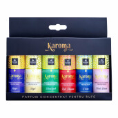 Set 6 Parfumuri concentrate pentru rufe, KAROMA - Magic, Angel, Forest Fresh, Red Passion, Ocean, Fresh Bloom, 6 x 50 ml