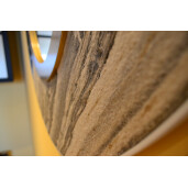 Oglinda moderna decorativa de lux, de perete, rotunda 90cm, din MDF placat, Kingaroma, Marble