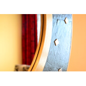 Oglinda decorativa de lux, de perete, rotunda 90cm, din MDF placat, Kingaroma, Ardezie Black